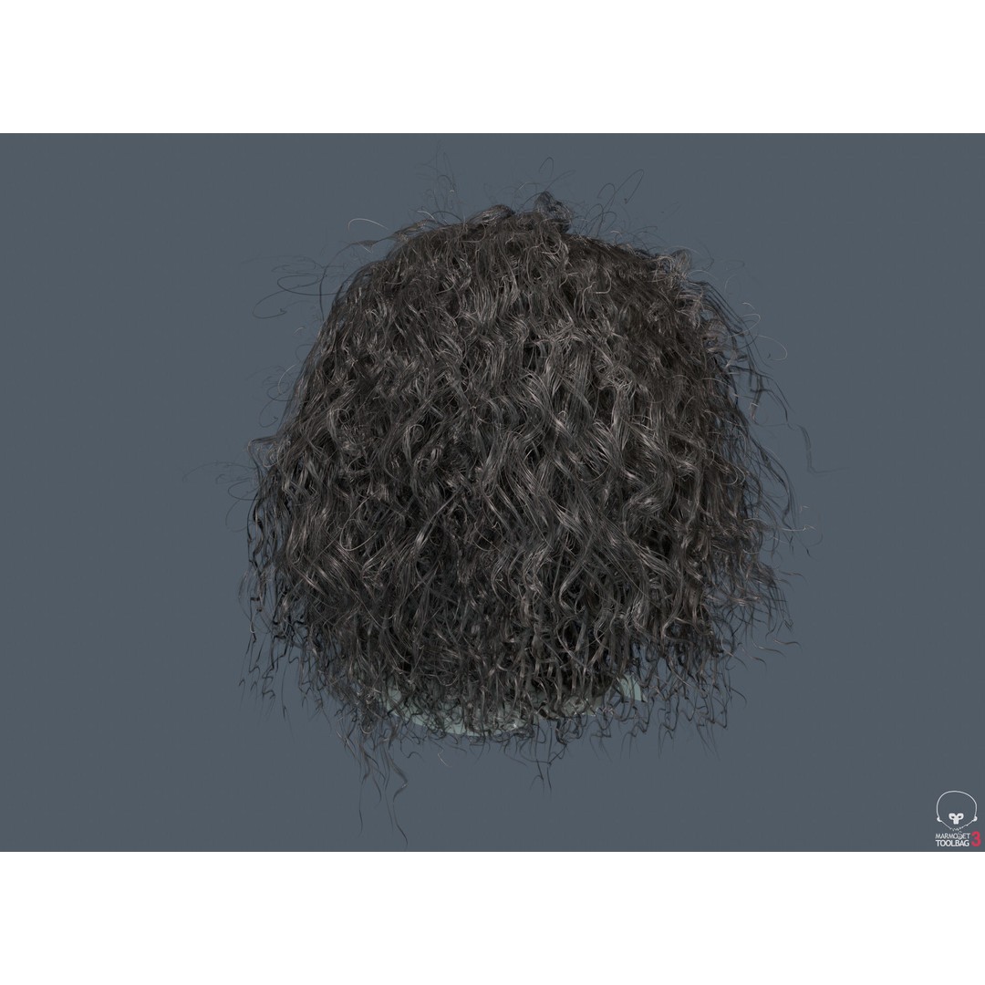 Curly Hair 3D Model – Low Poly PBR Game Asset for Unreal Engine - View 7