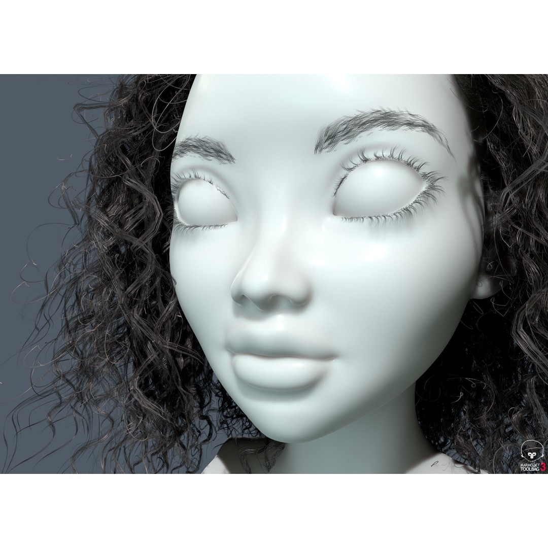 Curly Hair 3D Model – Low Poly PBR Game Asset for Unreal Engine - View 8