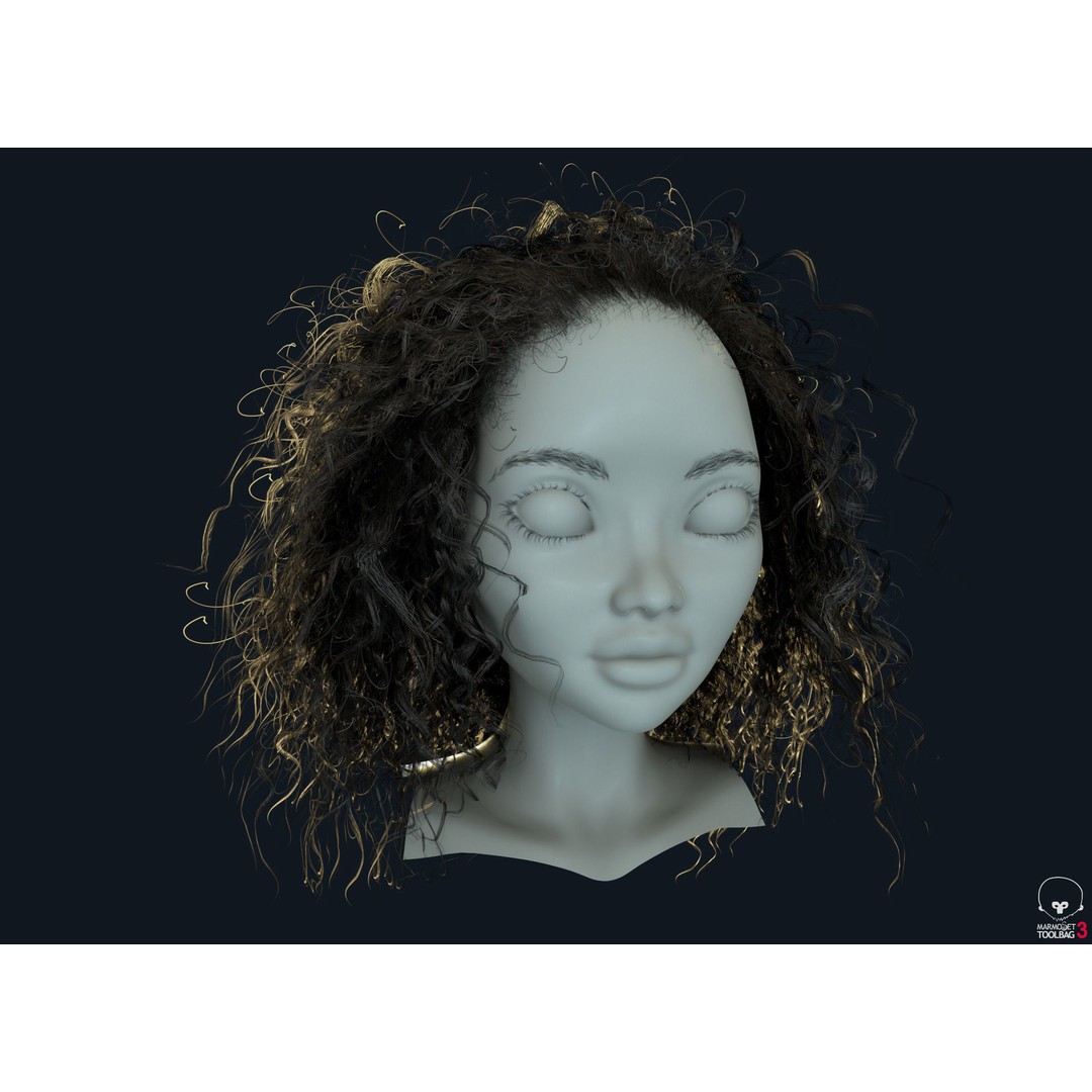 Curly Hair 3D Model – Low Poly PBR Game Asset for Unreal Engine - View 9