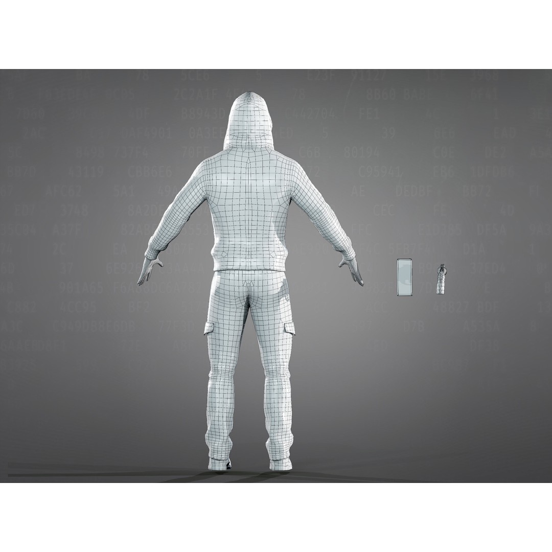 Anonymous Hacker 3D Model – Low Poly Rigged Character, FBX, OBJ - View 14