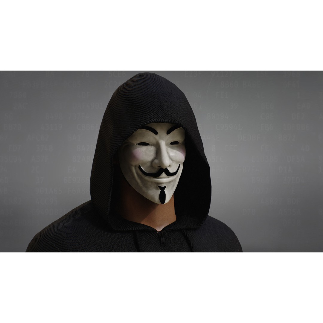 Anonymous Hacker 3D Model – Low Poly Rigged Character, FBX, OBJ - View 5