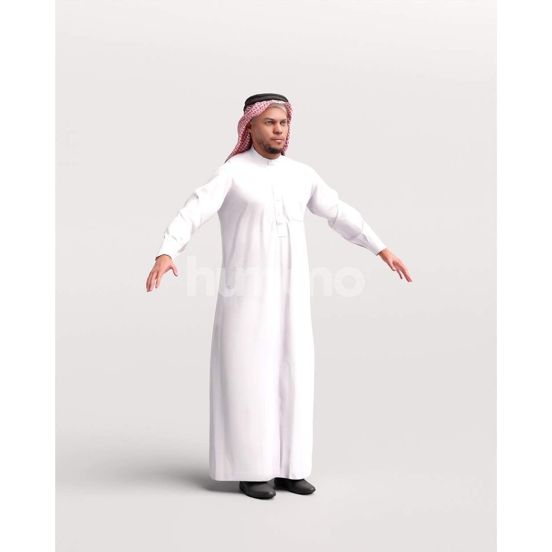 Arab Man Rigged 3D Model – Low Poly Character with PBR Textures, FBX