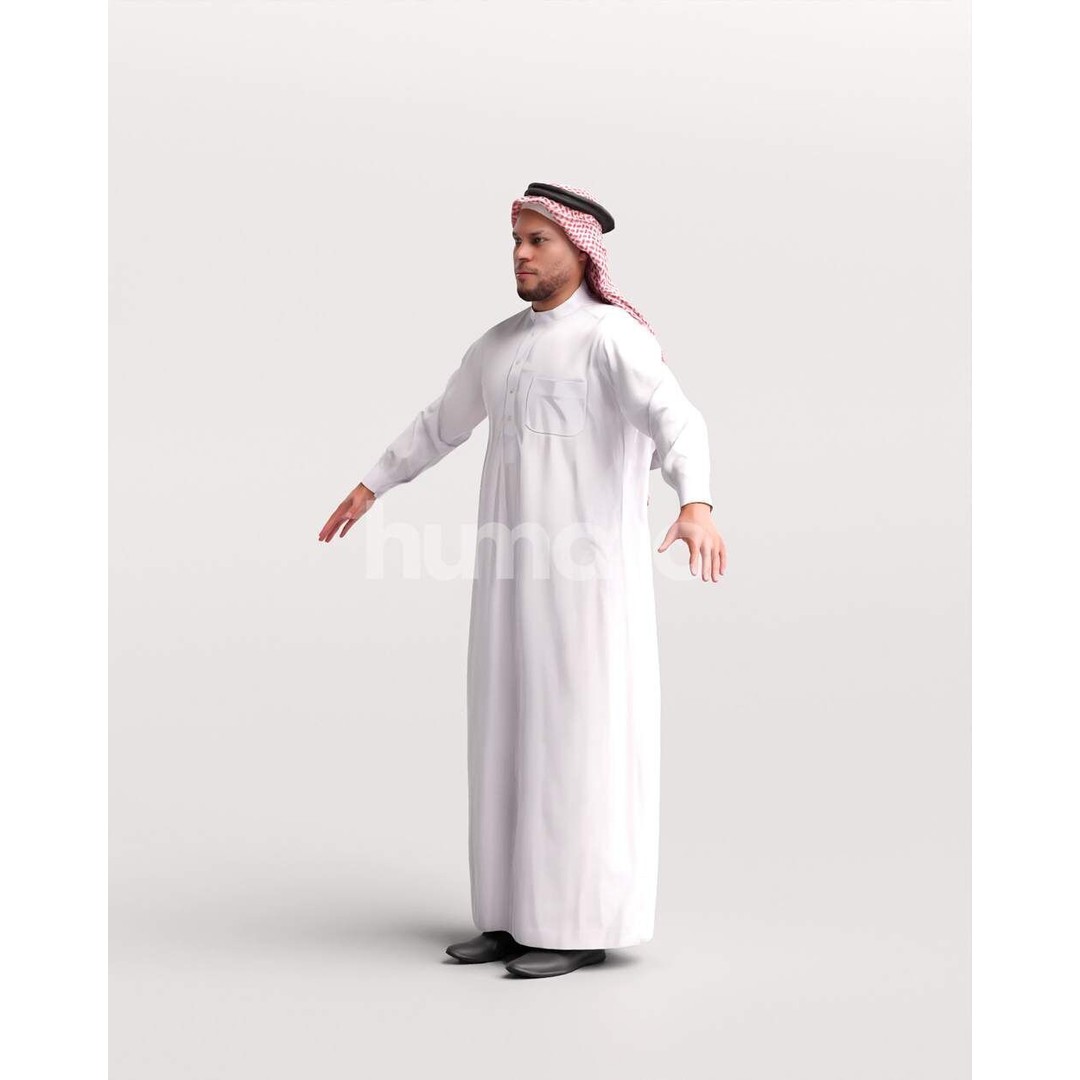 Arab Man Rigged 3D Model – Low Poly Character with PBR Textures, FBX - View 10