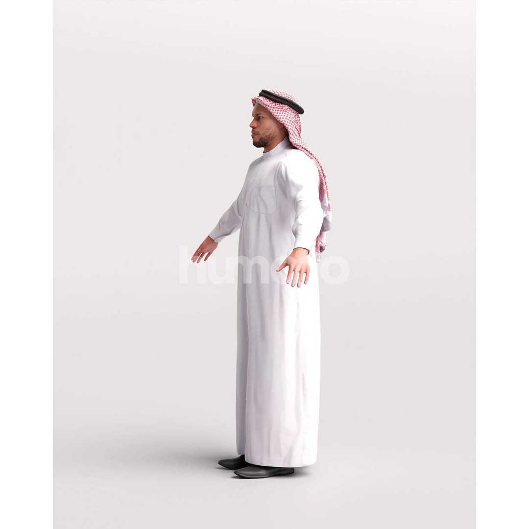 Arab Man Rigged 3D Model – Low Poly Character with PBR Textures, FBX - View 11
