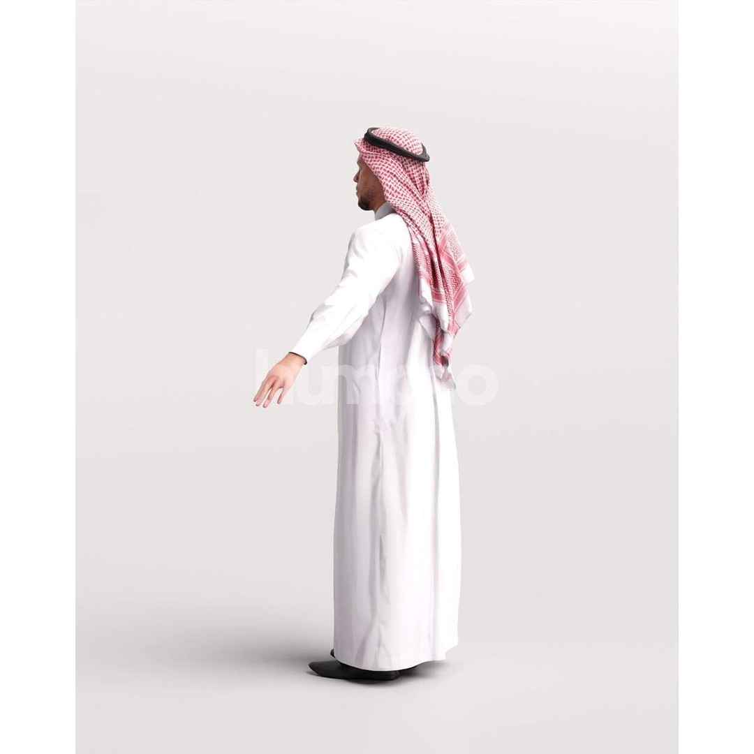 Arab Man Rigged 3D Model – Low Poly Character with PBR Textures, FBX - View 13