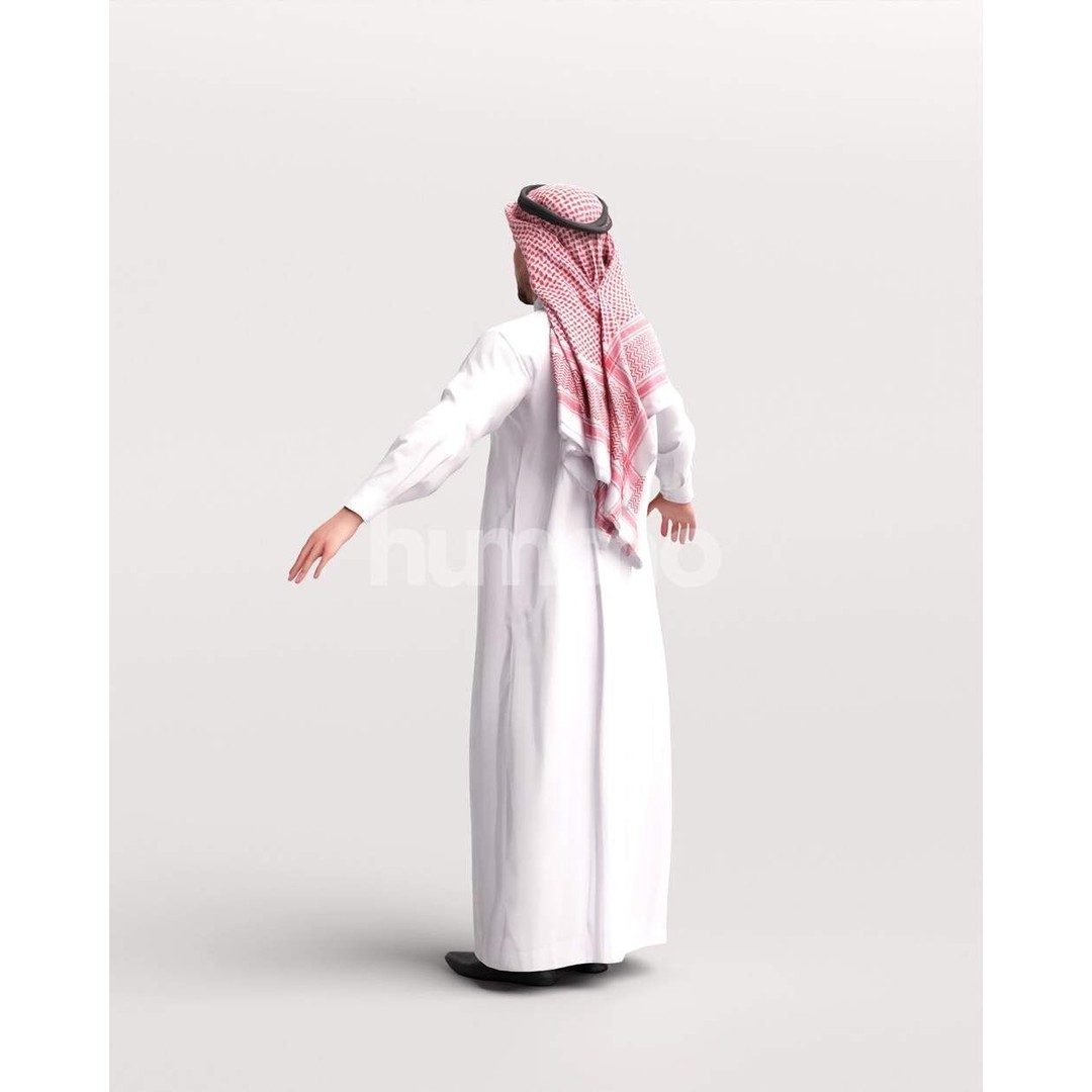 Arab Man Rigged 3D Model – Low Poly Character with PBR Textures, FBX - View 14