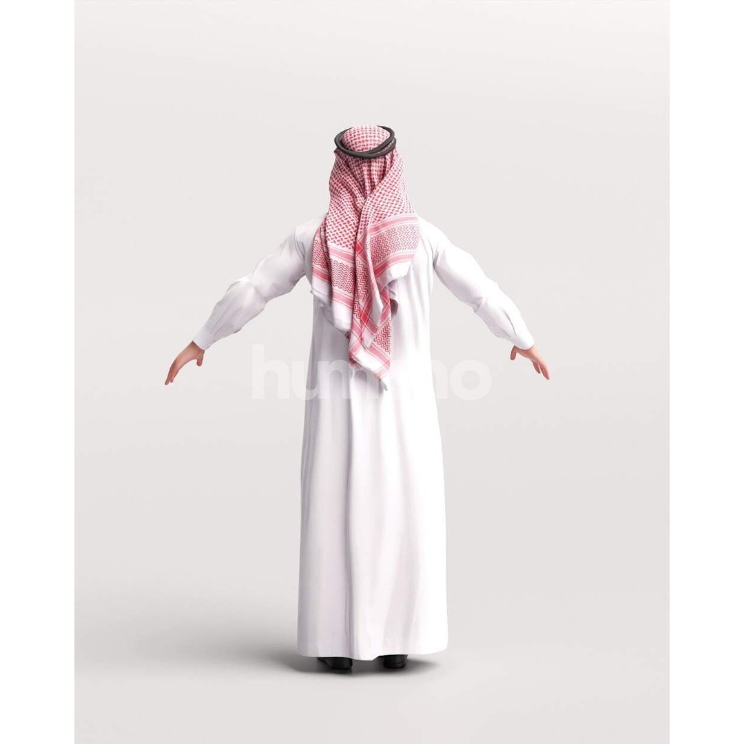 Arab Man Rigged 3D Model – Low Poly Character with PBR Textures, FBX - View 16