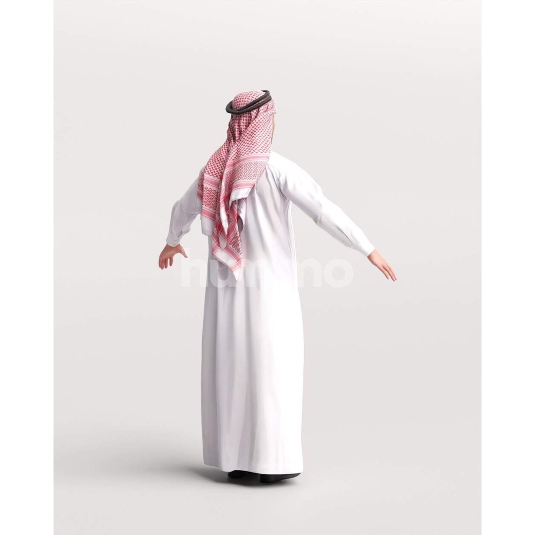 Arab Man Rigged 3D Model – Low Poly Character with PBR Textures, FBX - View 18