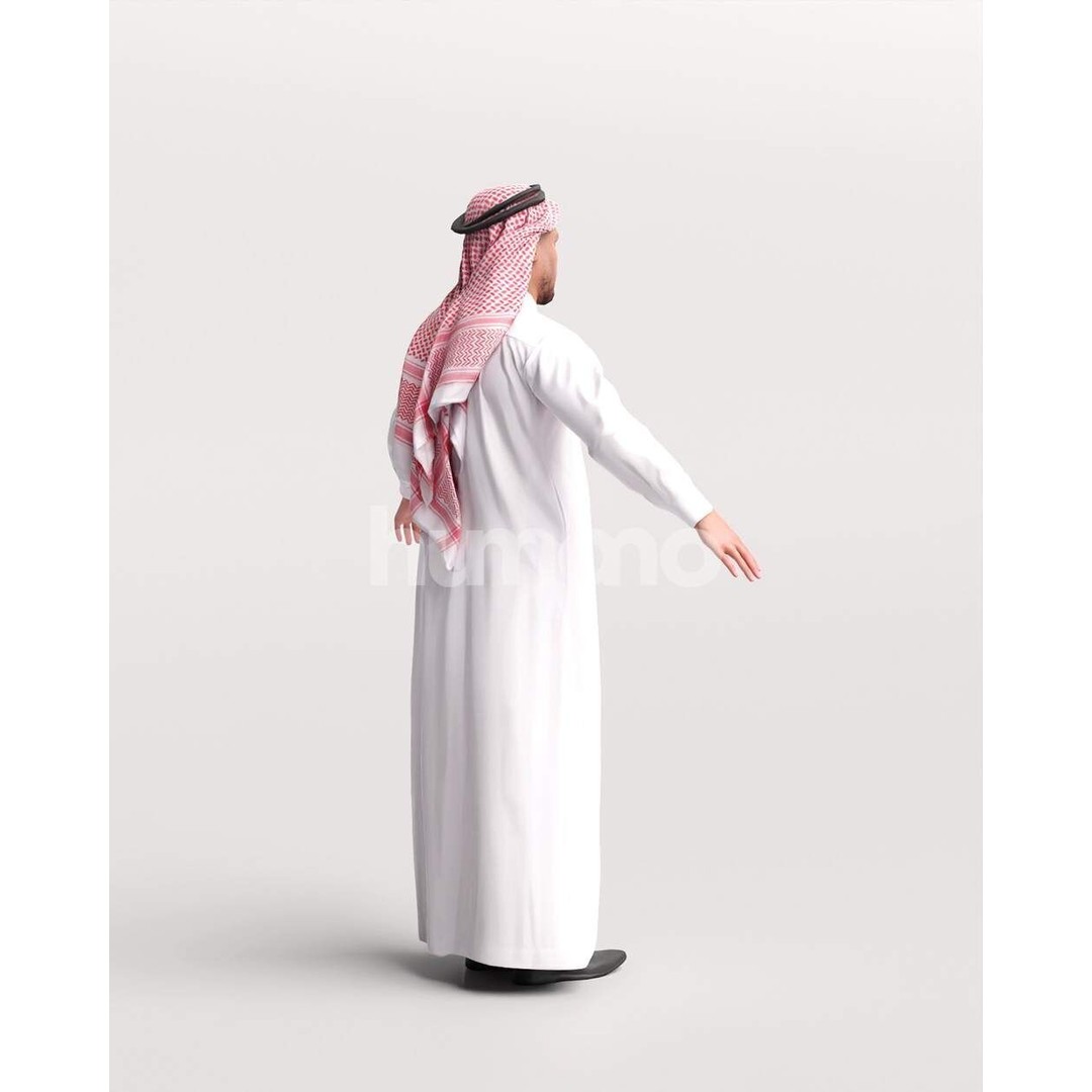 Arab Man Rigged 3D Model – Low Poly Character with PBR Textures, FBX - View 19