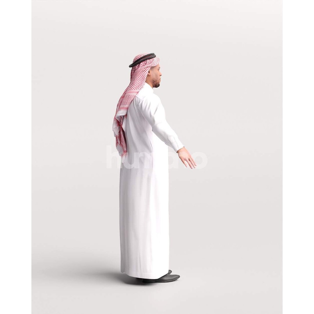 Arab Man Rigged 3D Model – Low Poly Character with PBR Textures, FBX - View 20
