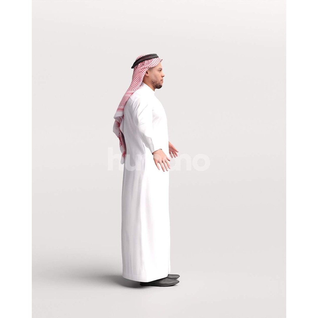 Arab Man Rigged 3D Model – Low Poly Character with PBR Textures, FBX - View 21