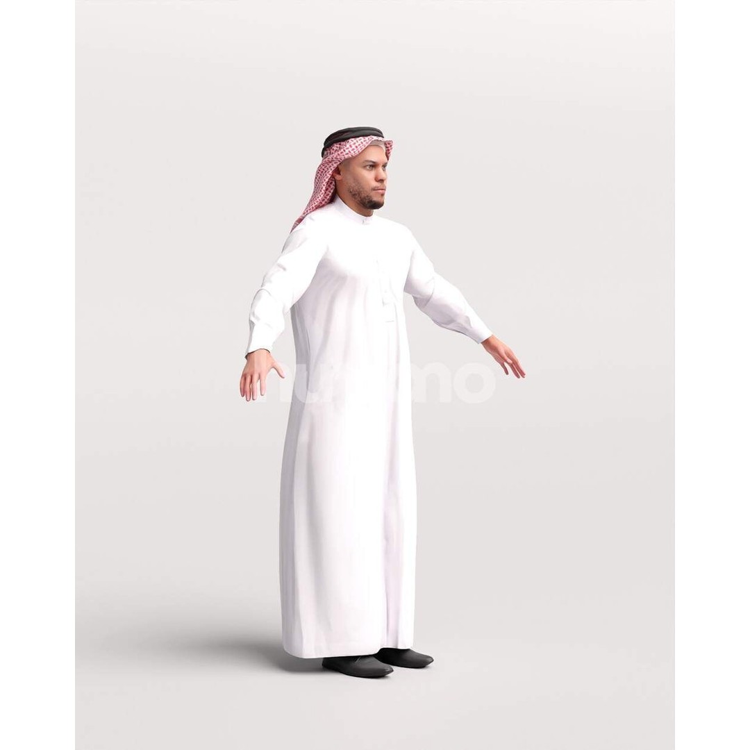 Arab Man Rigged 3D Model – Low Poly Character with PBR Textures, FBX - View 23