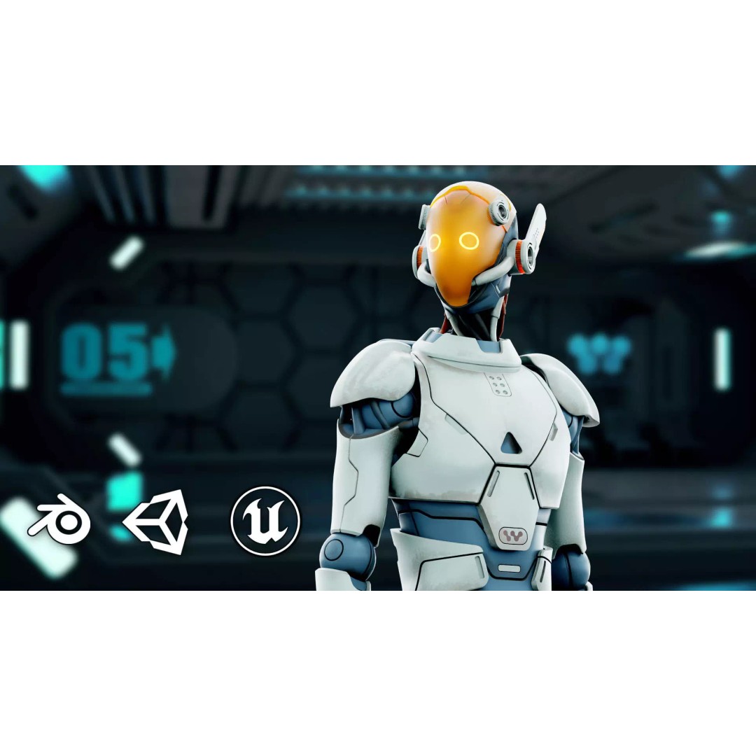 CYBORGTOPIA B-19 3D Model – Rigged Sci-Fi Character for Animation - View 2