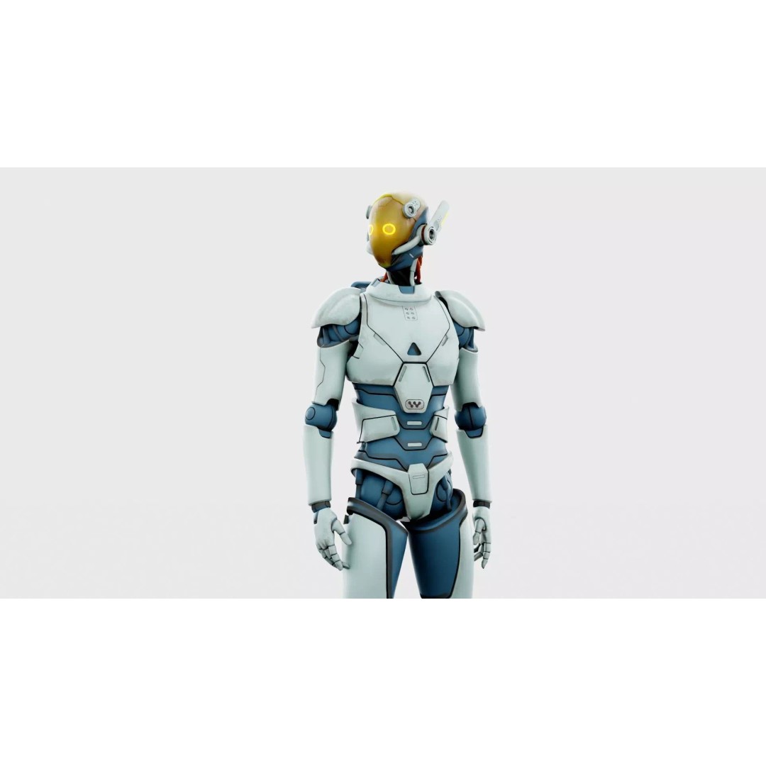 CYBORGTOPIA B-19 3D Model – Rigged Sci-Fi Character for Animation - View 3