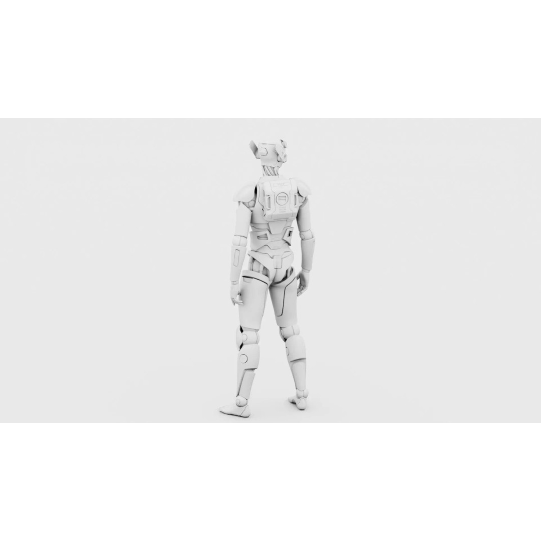 CYBORGTOPIA B-19 3D Model – Rigged Sci-Fi Character for Animation - View 34