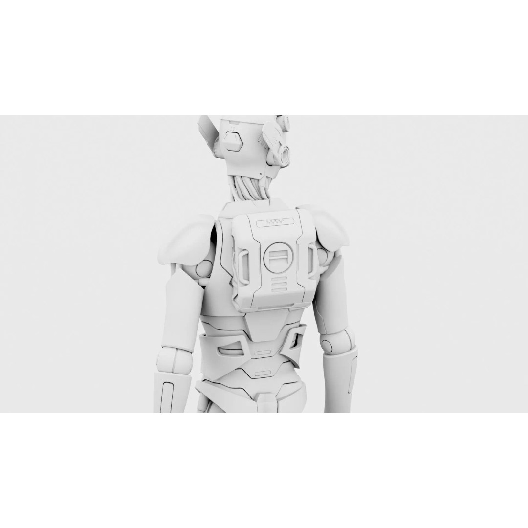 CYBORGTOPIA B-19 3D Model – Rigged Sci-Fi Character for Animation - View 35