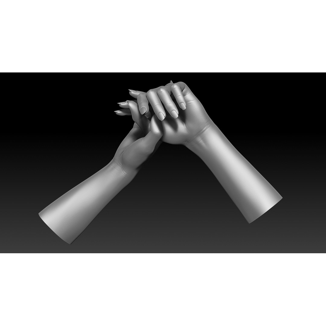 3D Printable Female Hands 3D Model – Realistic Poses Pack, OBJ & STL - View 10