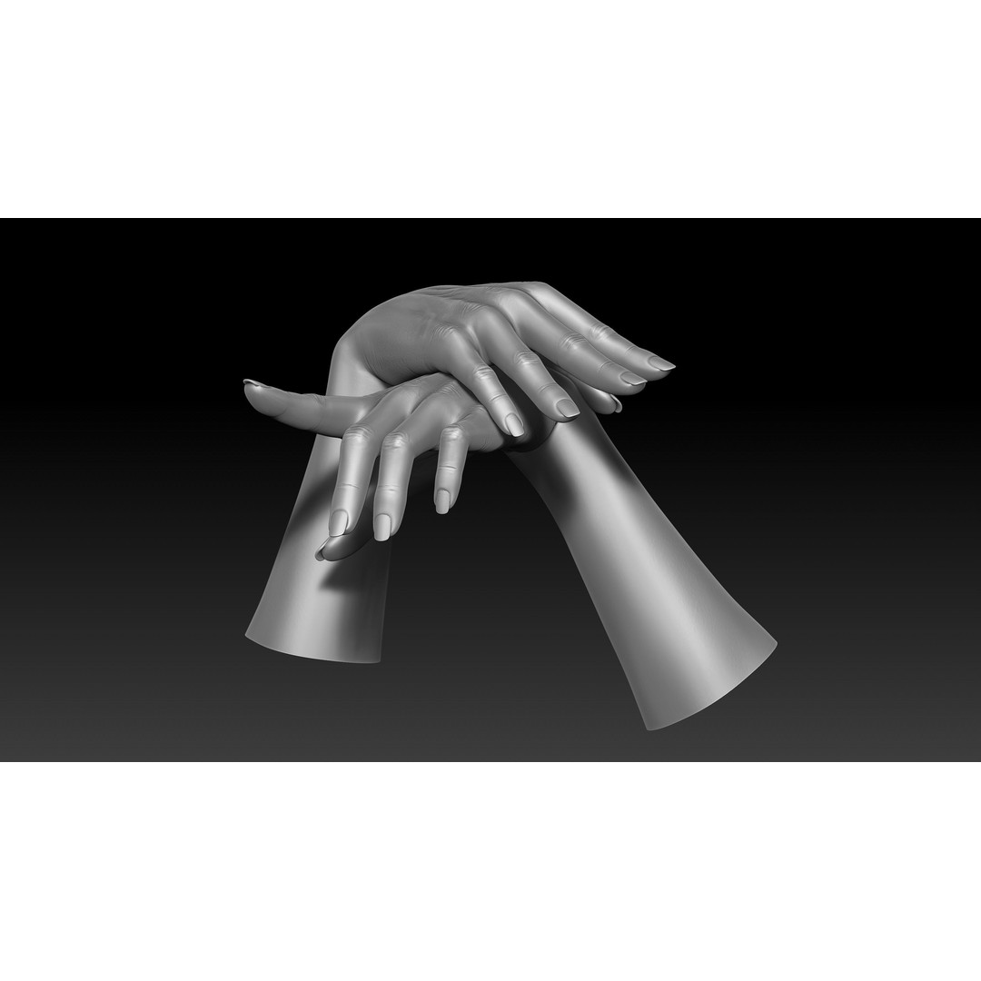 3D Printable Female Hands 3D Model – Realistic Poses Pack, OBJ & STL - View 11