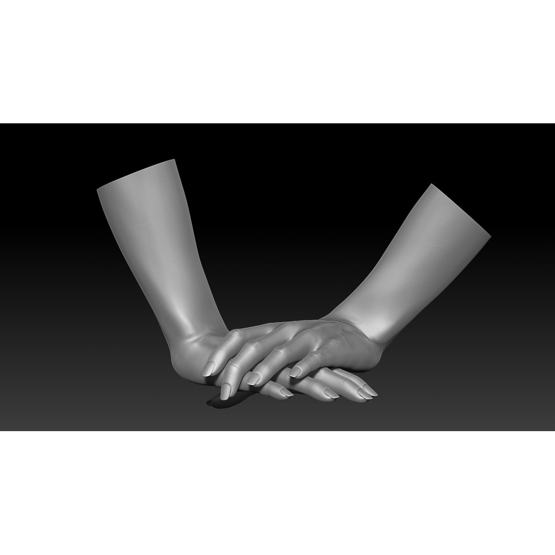 3D Printable Female Hands 3D Model – Realistic Poses Pack, OBJ & STL - View 16