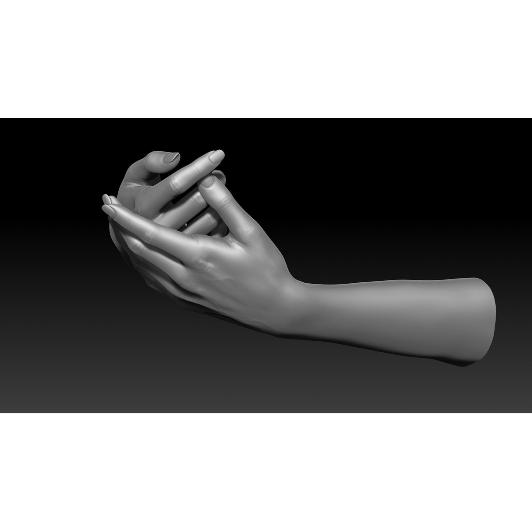 3D Printable Female Hands 3D Model – Realistic Poses Pack, OBJ & STL - View 22