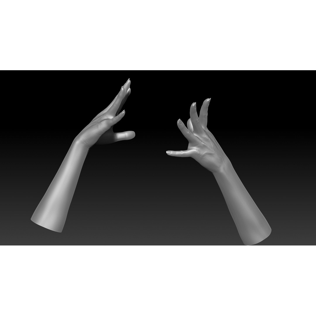 3D Printable Female Hands 3D Model – Realistic Poses Pack, OBJ & STL - View 24