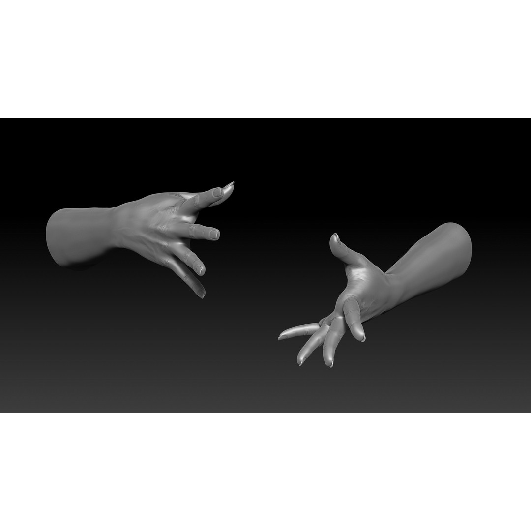 3D Printable Female Hands 3D Model – Realistic Poses Pack, OBJ & STL - View 25