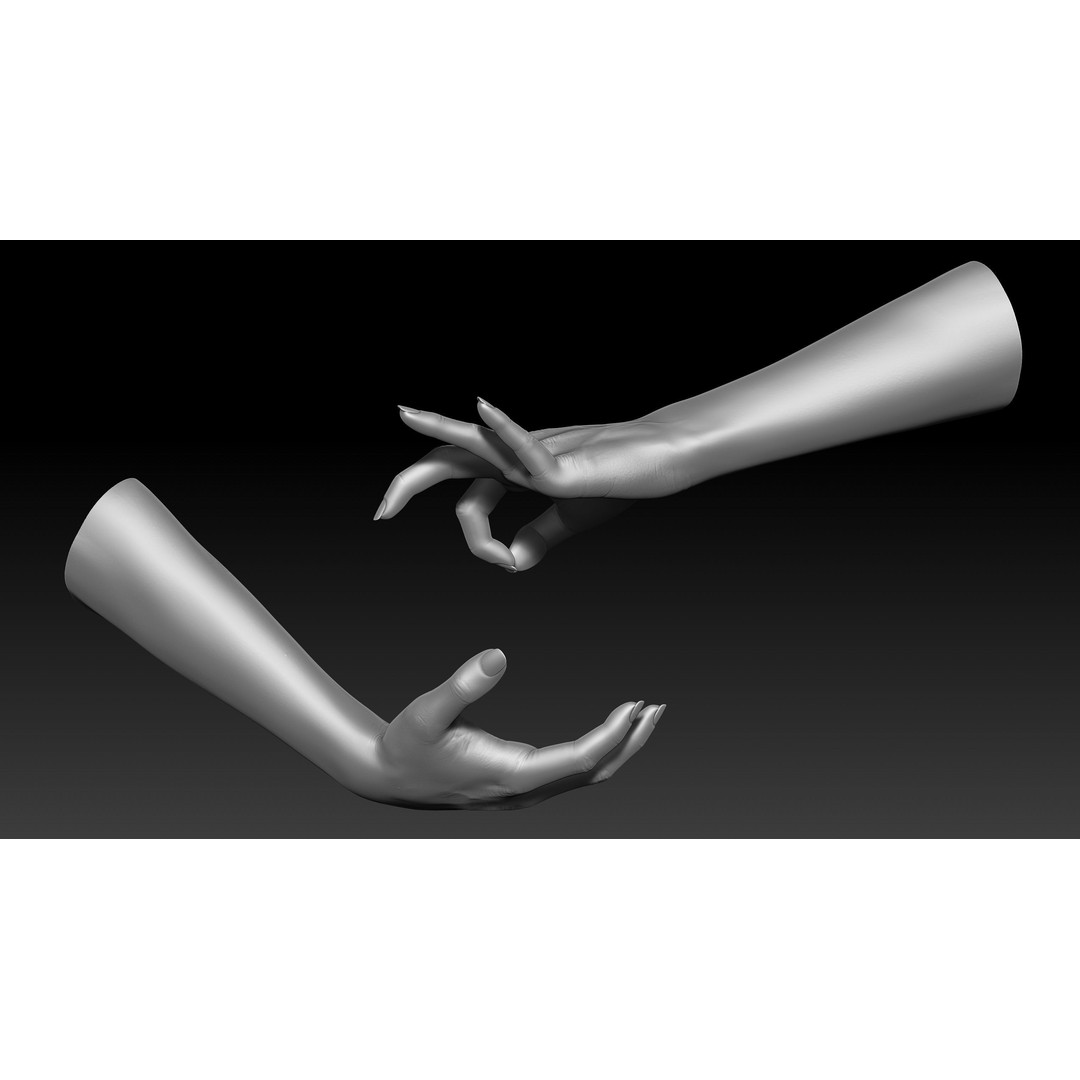 3D Printable Female Hands 3D Model – Realistic Poses Pack, OBJ & STL - View 28