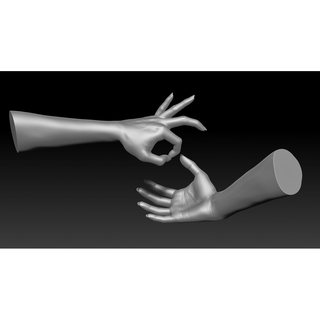 3D Printable Female Hands 3D Model – Realistic Poses Pack, OBJ & STL - View 29