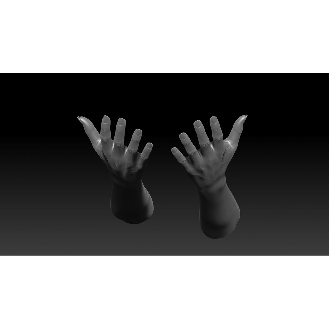 3D Printable Female Hands 3D Model – Realistic Poses Pack, OBJ & STL - View 30