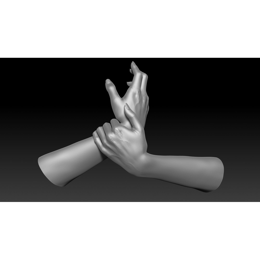 3D Printable Female Hands 3D Model – Realistic Poses Pack, OBJ & STL - View 32