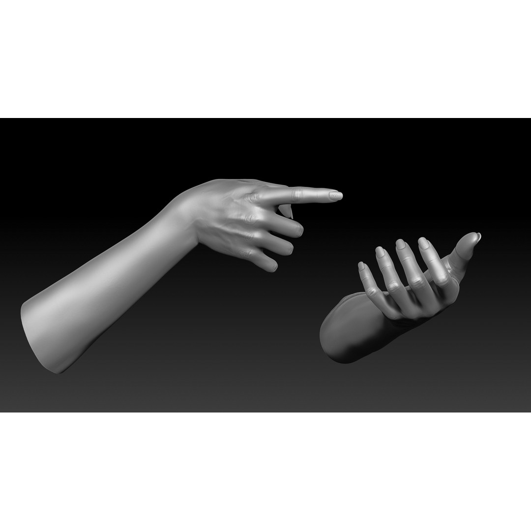 3D Printable Female Hands 3D Model – Realistic Poses Pack, OBJ & STL - View 35