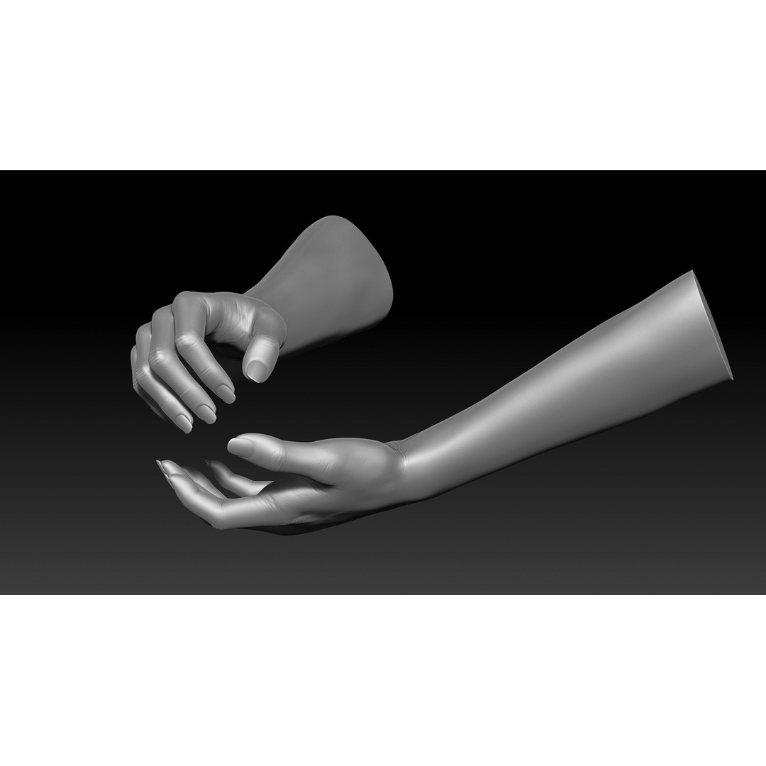 3D Printable Female Hands 3D Model – Realistic Poses Pack, OBJ & STL - View 36
