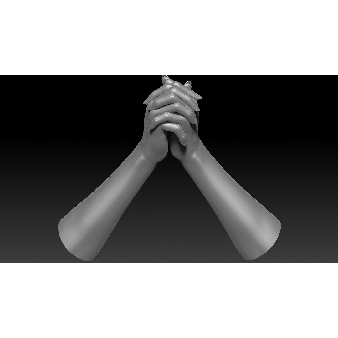 3D Printable Female Hands 3D Model – Realistic Poses Pack, OBJ & STL - View 4