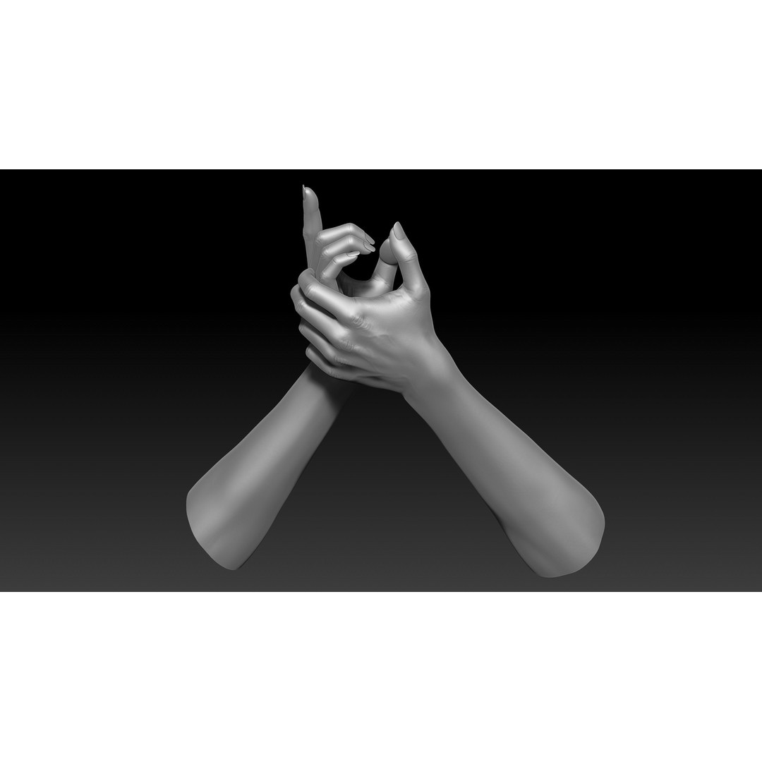 3D Printable Female Hands 3D Model – Realistic Poses Pack, OBJ & STL - View 40
