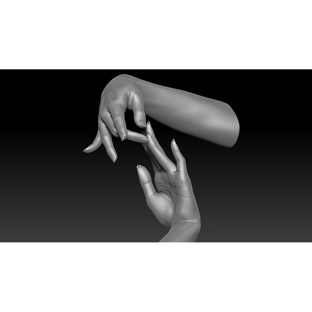 3D Printable Female Hands 3D Model – Realistic Poses Pack, OBJ & STL - View 43
