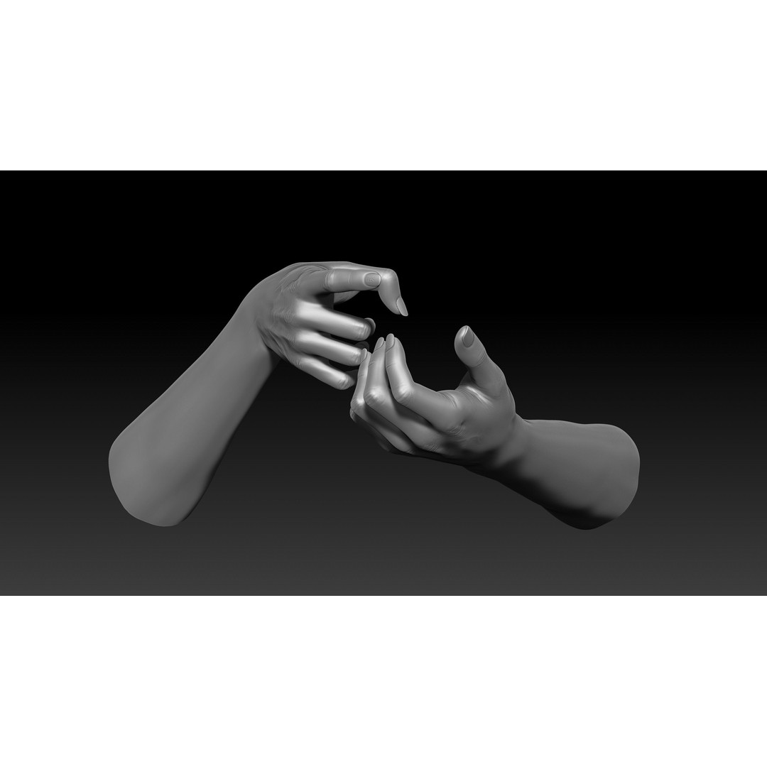 3D Printable Female Hands 3D Model – Realistic Poses Pack, OBJ & STL - View 5