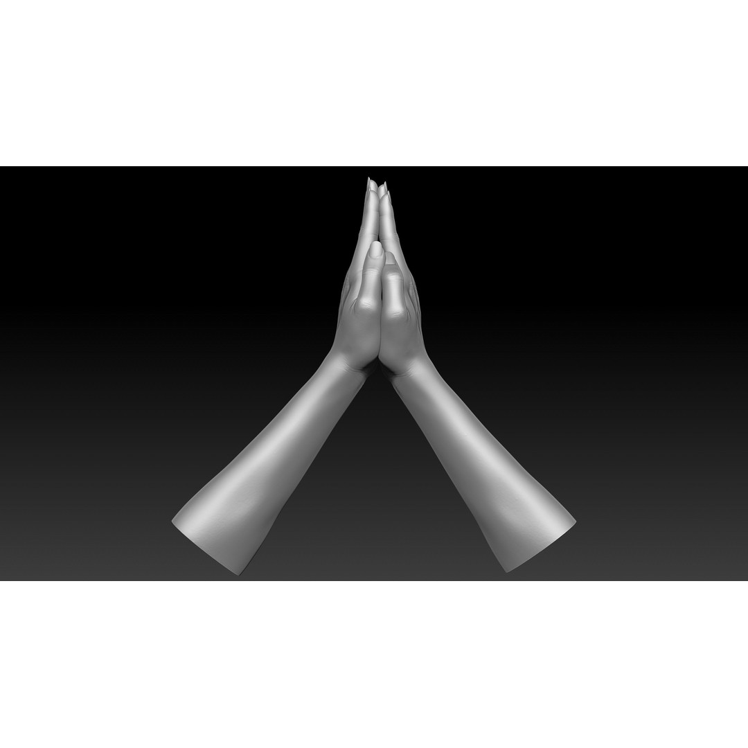 3D Printable Female Hands 3D Model – Realistic Poses Pack, OBJ & STL - View 8