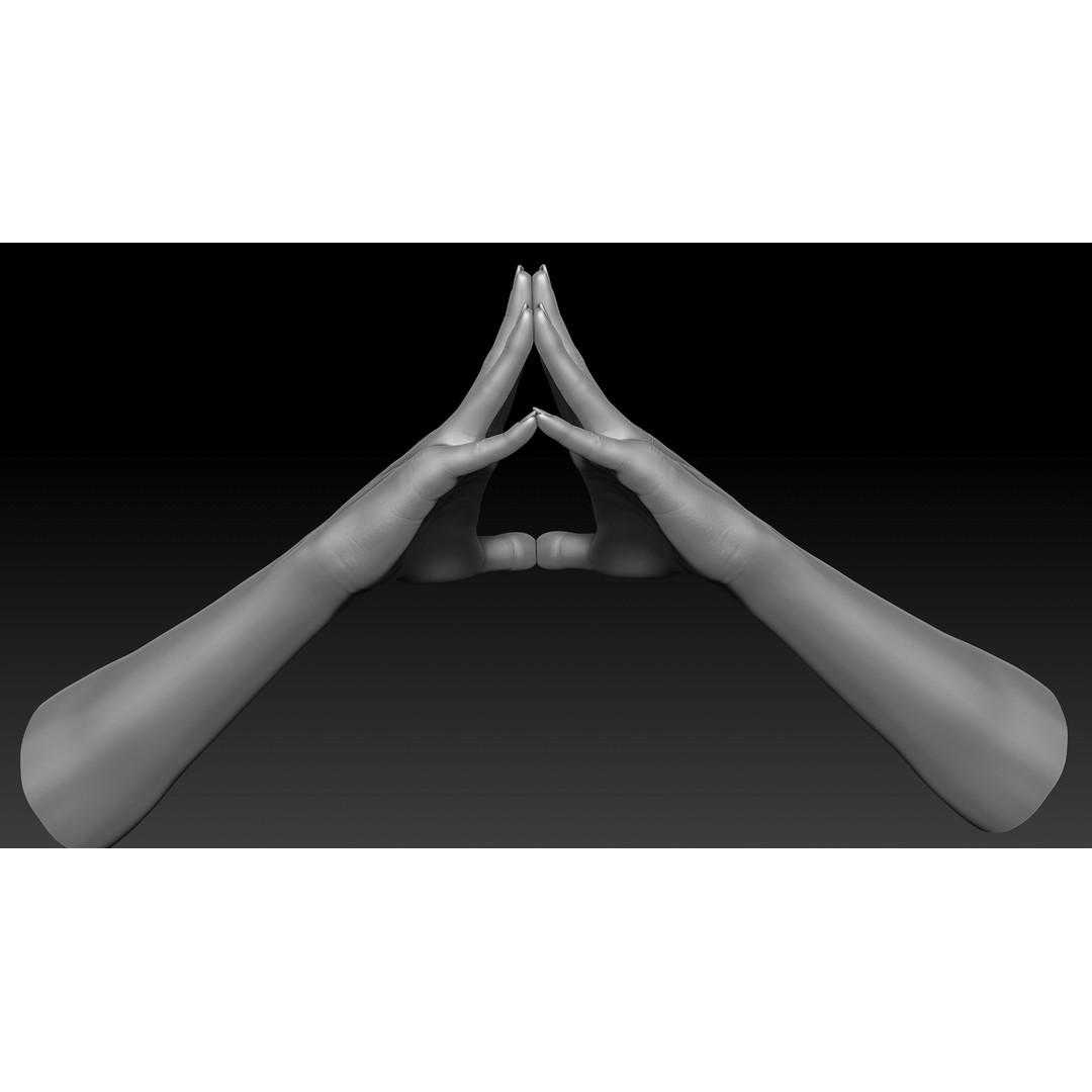 3D Printable Female Hands 3D Model – Realistic Poses Pack, OBJ & STL - View 9