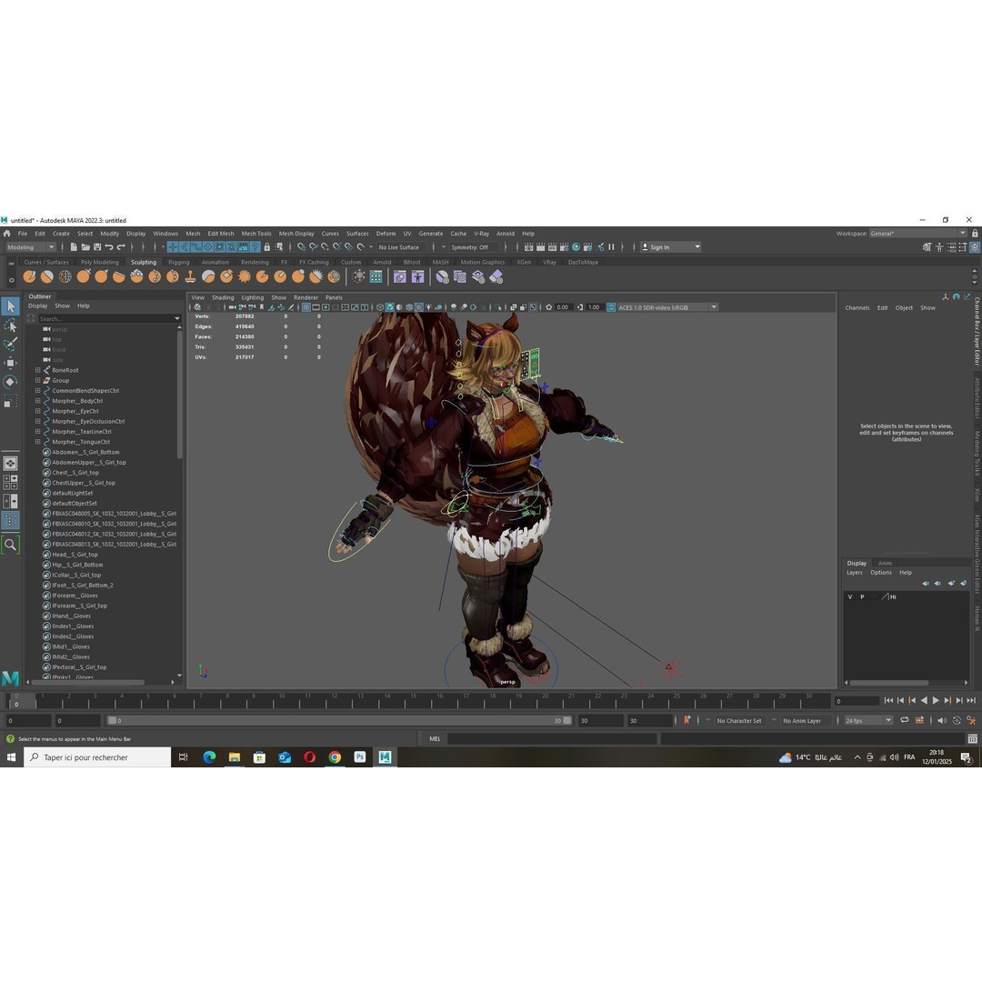Squirrel Girl 3D Model – Low Poly Rigged Character for Animation - View 17