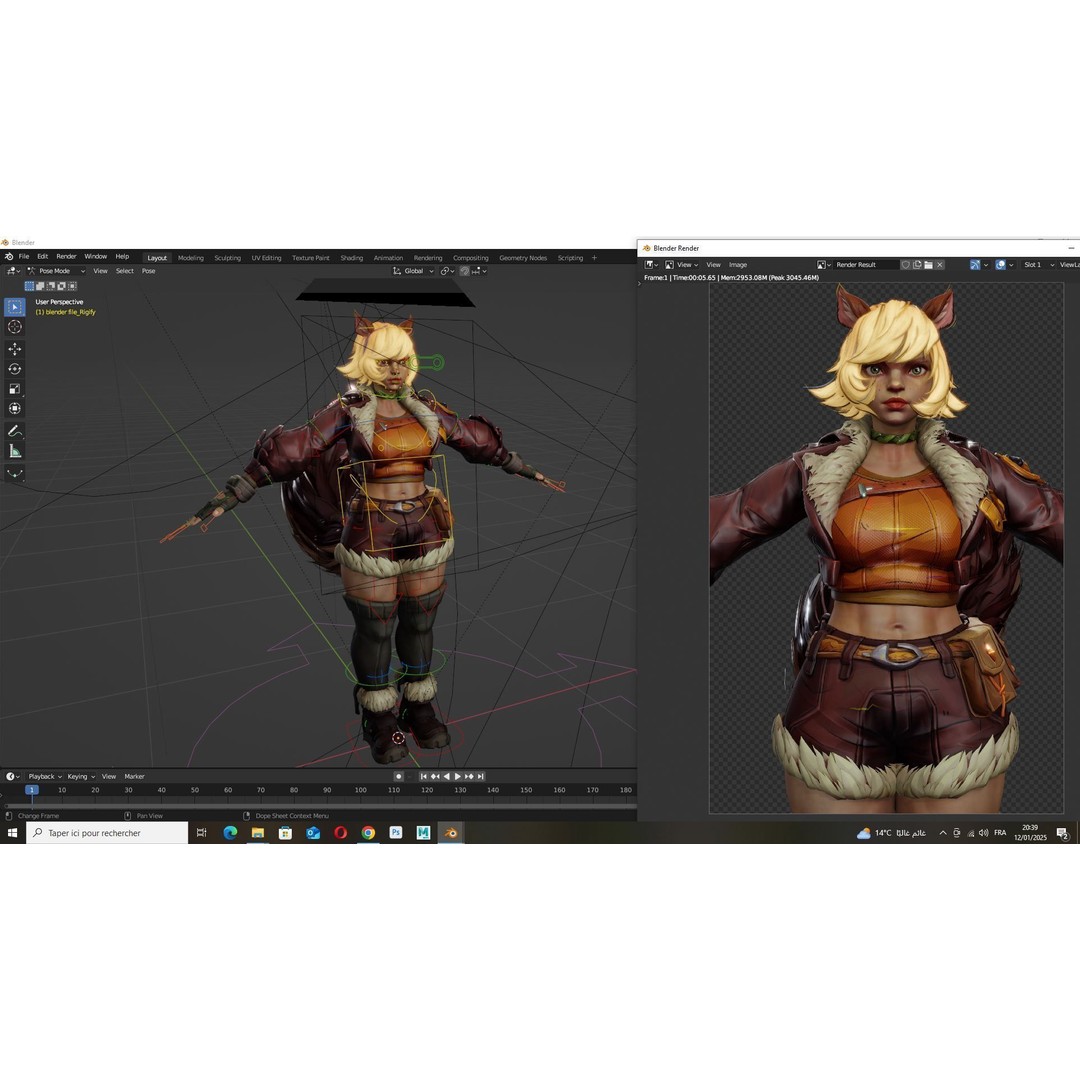 Squirrel Girl 3D Model – Low Poly Rigged Character for Animation - View 21