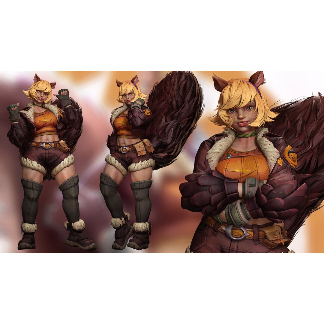 Squirrel Girl 3D Model – Low Poly Rigged Character for Animation - View 5