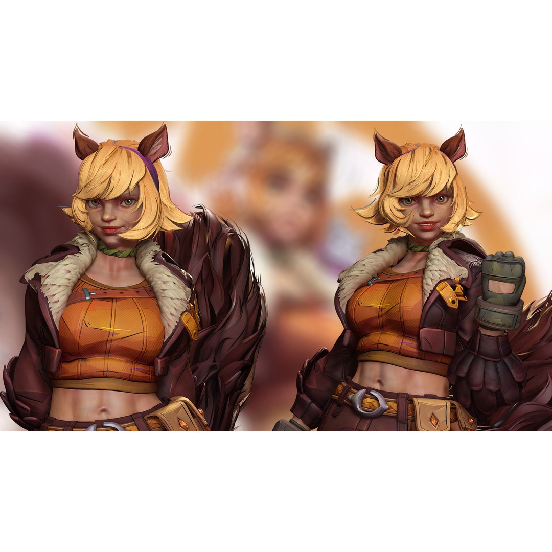 Squirrel Girl 3D Model – Low Poly Rigged Character for Animation - View 8