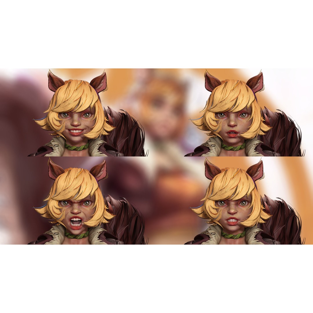 Squirrel Girl 3D Model – Low Poly Rigged Character for Animation - View 9