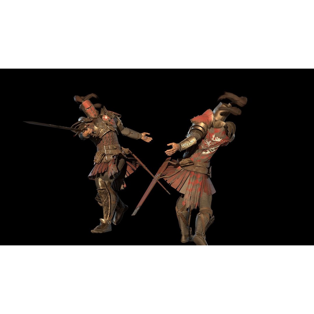Crusader 3D Model – Low Poly Rigged Character with Animations - View 11