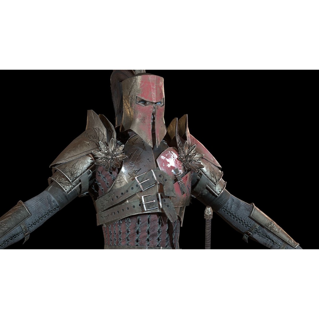 Crusader 3D Model – Low Poly Rigged Character with Animations - View 13