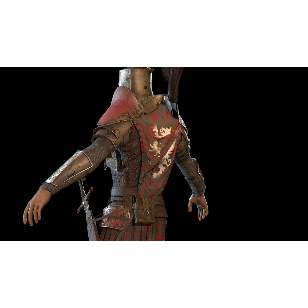 Crusader 3D Model – Low Poly Rigged Character with Animations - View 14