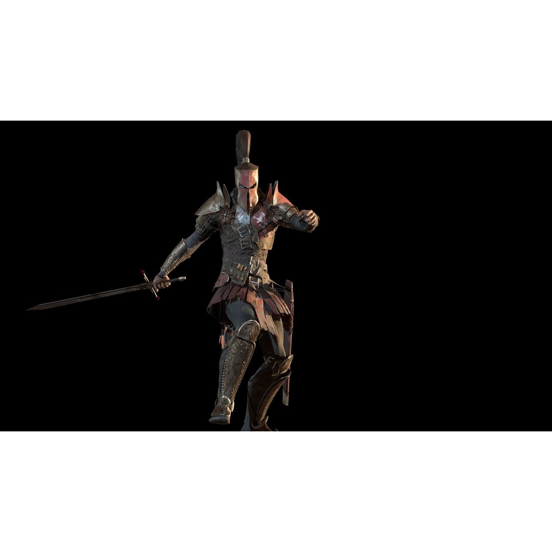 Crusader 3D Model – Low Poly Rigged Character with Animations - View 16