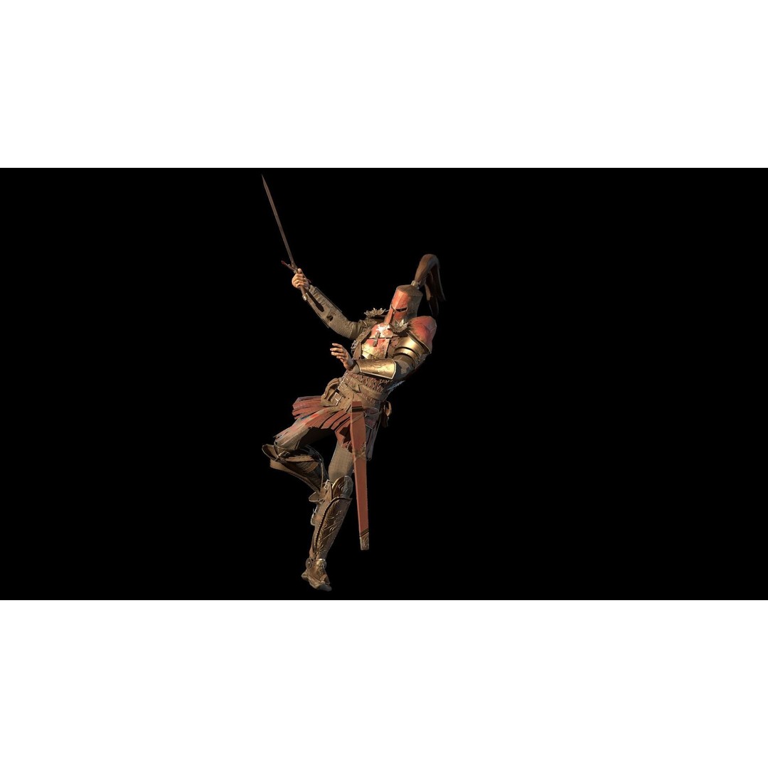 Crusader 3D Model – Low Poly Rigged Character with Animations - View 17