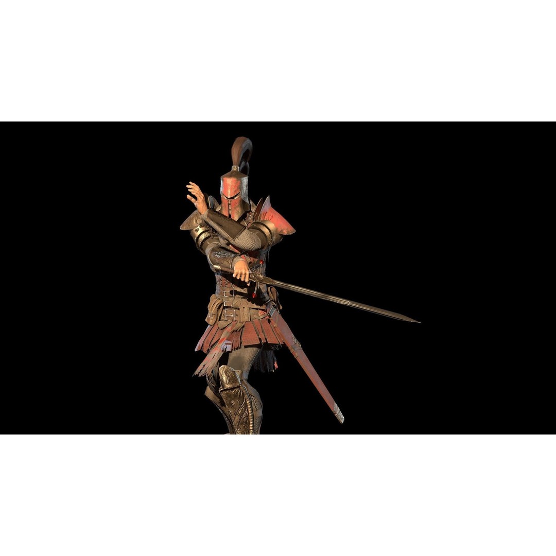 Crusader 3D Model – Low Poly Rigged Character with Animations - View 18