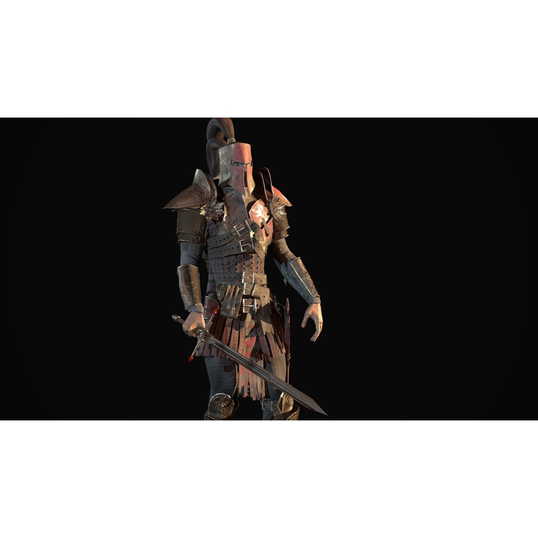 Crusader 3D Model – Low Poly Rigged Character with Animations - View 19